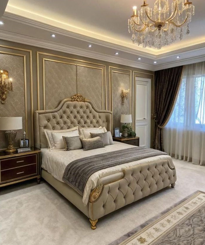 trang trí phòng ngủ kiểu cổ điển, sang trọng